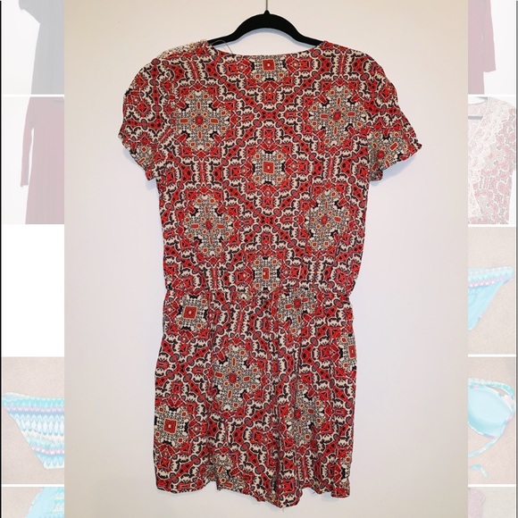 Red/Cream Pattern Romper - Picture 3 of 3